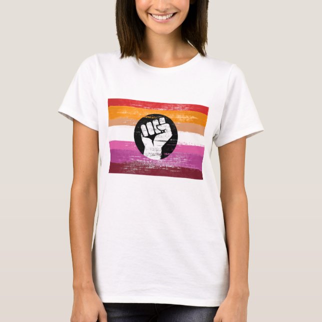 Lesbian Painted Protest Flag T-Shirt (Front)