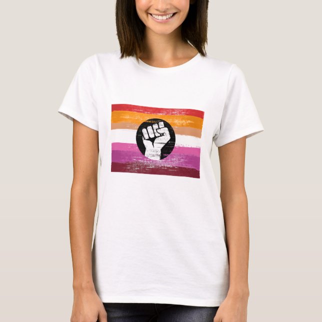 Lesbian Painted Protest Flag T-Shirt (Front)