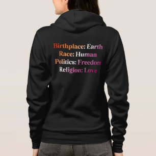 Lesbian Pride - Birthplace: Earth. Race: Human Hoodie