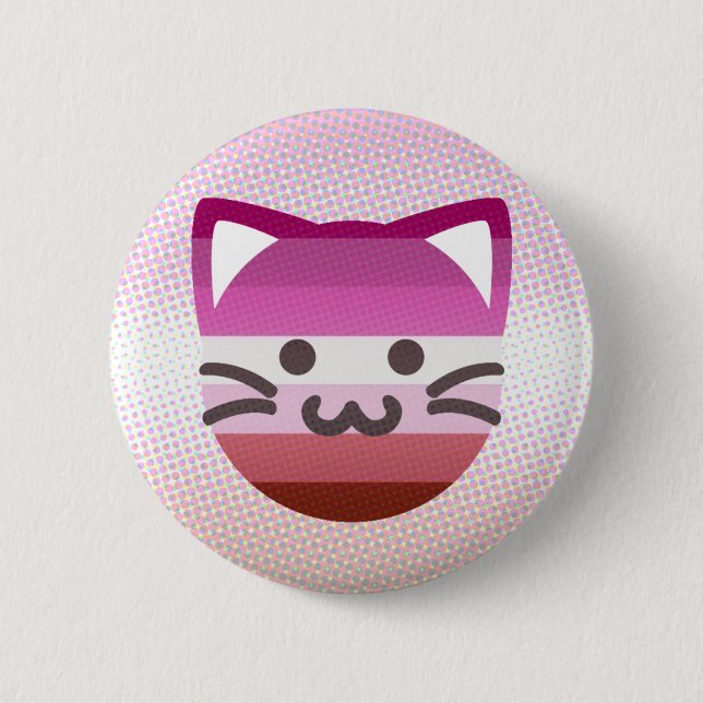 lesbian pride cat button (Front)