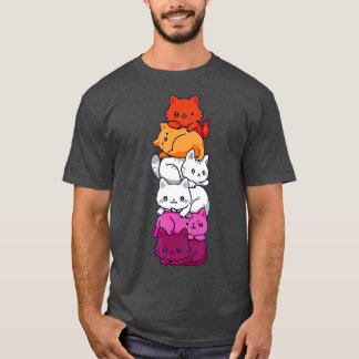 Lesbian Pride Cat LGBT Gay Flag Cute Hers and Hers T-Shirt