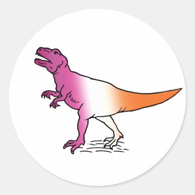 LESBIAN PRIDE DINOSAUR T-Shirt Classic Round Sticker (Front)
