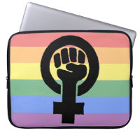 Lesbian Pride Feminist Fist Faded Rainbow
