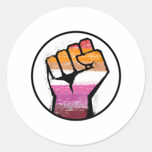 Lesbian Pride Fist Circle Classic Round Sticker