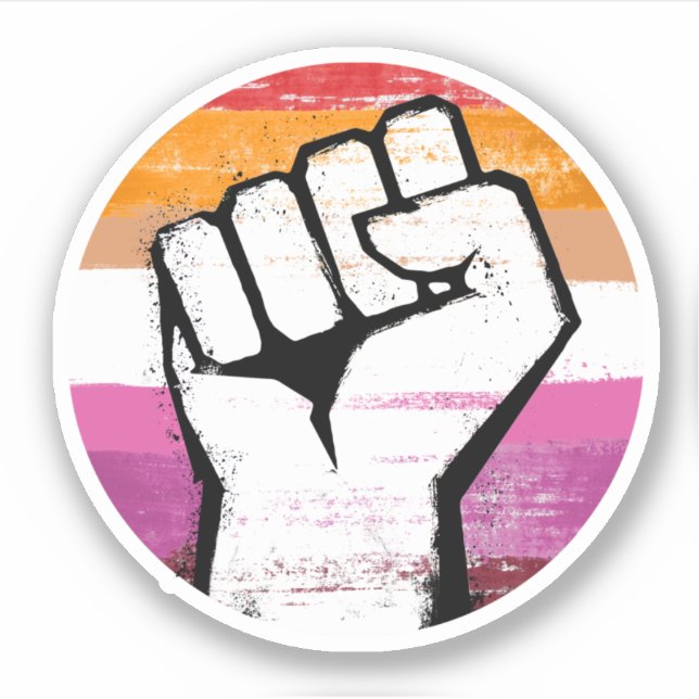Lesbian Pride Fist Circle Print (Front)