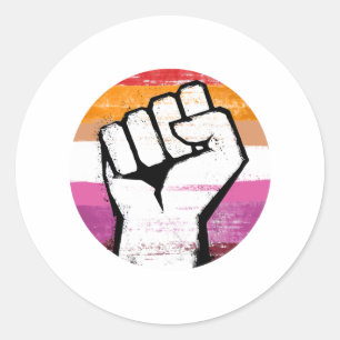 Lesbian Pride Fist Circle Print Classic Round Sticker