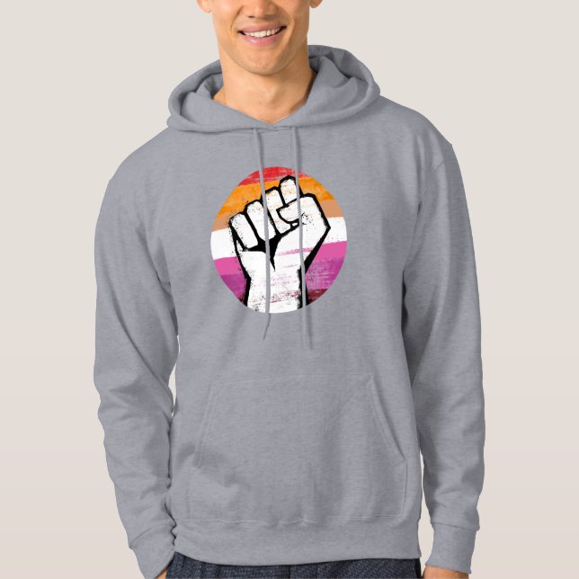 Lesbian Pride Fist Circle Print Hoodie (Front)