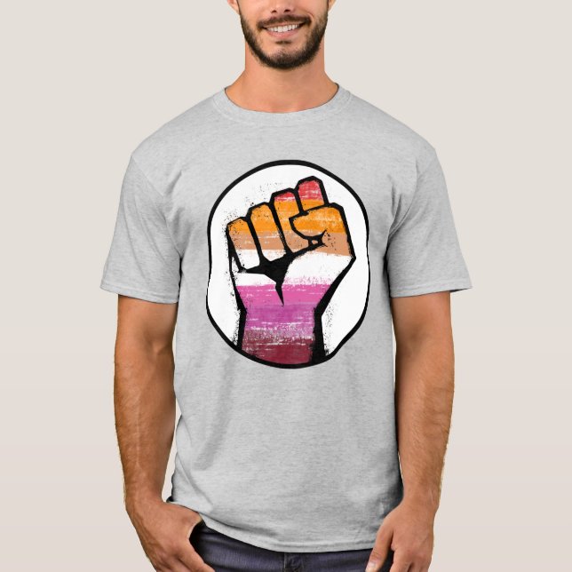 Lesbian Pride Fist Circle T-Shirt (Front)