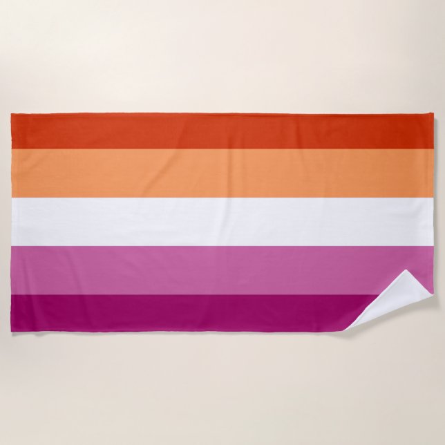 Lesbian Pride Flag (5 Stripes) Beach Towel (Front)