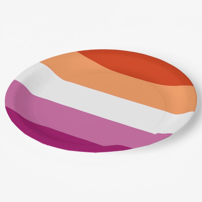 Lesbian Pride Flag (5 Stripes) Paper Plate (Angled)