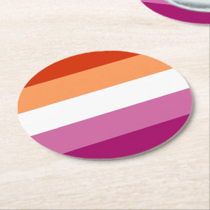 Lesbian Pride Flag (5 Stripes) Round Paper Coaster