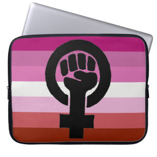 Lesbian Pride Flag Feminist Fist Laptop Sleeve