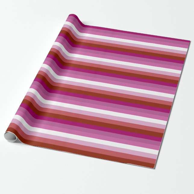 Lesbian Pride Flag Horizontal Wrapping Paper (Unrolled)
