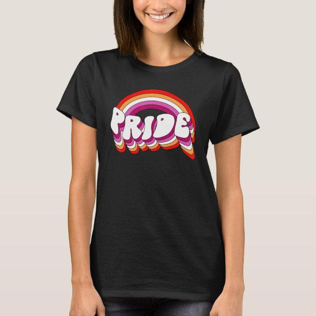 Lesbian Pride Flag LGBTQ Love is Love Gay Rainbow  T-Shirt (Front)