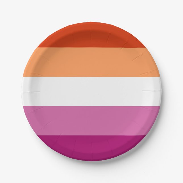 Lesbian Pride Flag LGBTQ Paper Plate (Front)