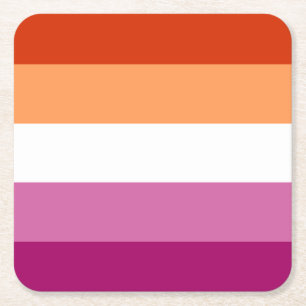 Lesbian Pride Flag LGBTQ Square Paper Coaster