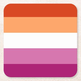 Lesbian Pride Flag LGBTQ Square Paper Coaster