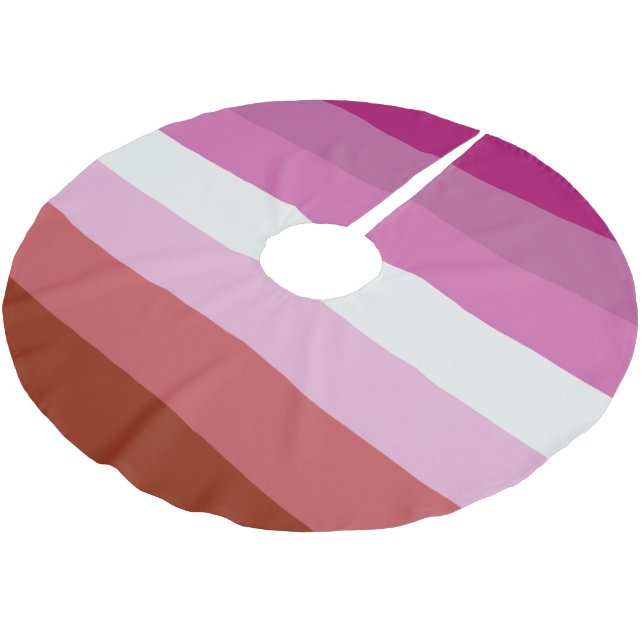 Lesbian Pride Flag (Origin) Brushed Polyester Tree Skirt (Angled)