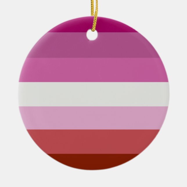 Lesbian Pride Flag (Origin) Ceramic Tree Decoration (Front)