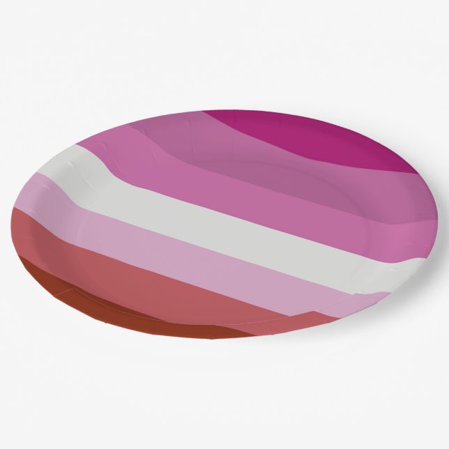 Lesbian Pride Flag (Origin) Paper Plate (Angled)