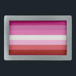 Lesbian Pride Flag Pink, White, Red Stripes Belt Buckle<br><div class="desc">Customise the size,  rotation and placement of the stripes</div>