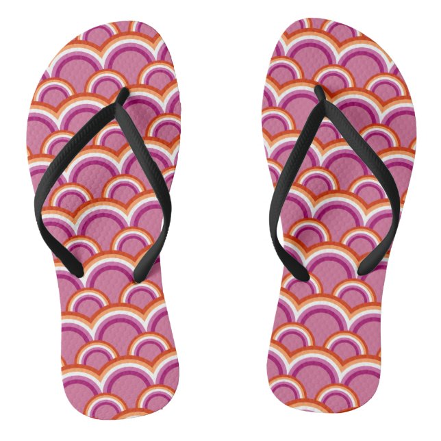 Lesbian pride flag rainbow pattern jandals (Footbed)