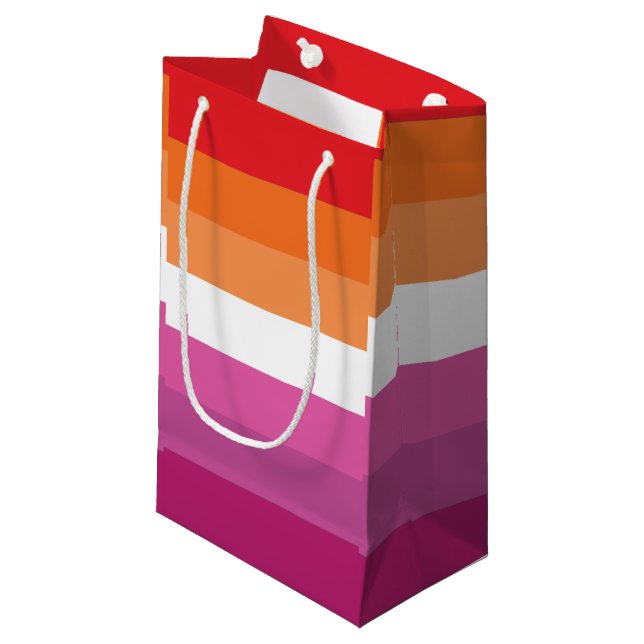 Lesbian Pride Flag Small Gift Bag (Front Angled)