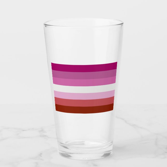 Lesbian Pride Flag Stripes Glass (Front)