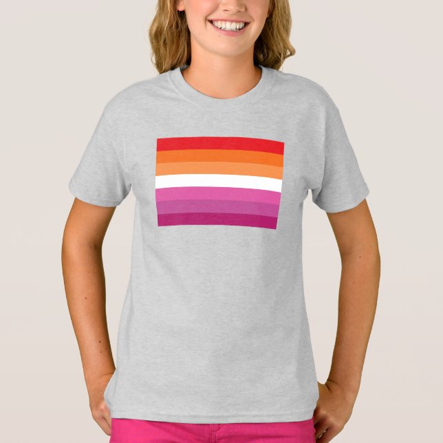 Lesbian Pride Flag (Sunset) T-Shirt (Front)