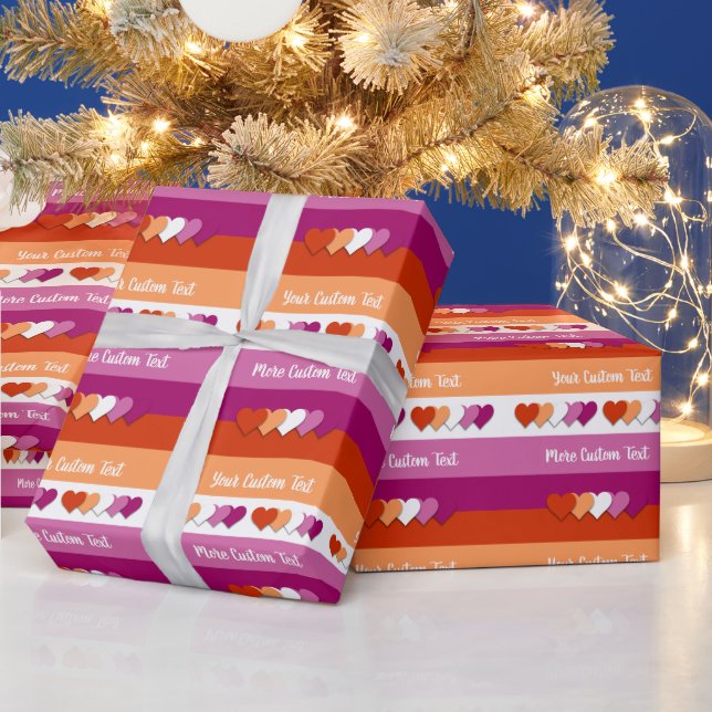 Lesbian pride flag with text wrapping paper (Holidays)