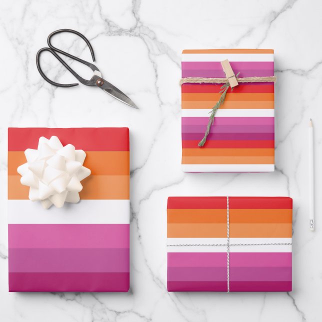 Lesbian Pride Flag Wrapping Paper Sheet (Front)