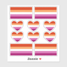 Lesbian Pride Heart and Flag Stickers