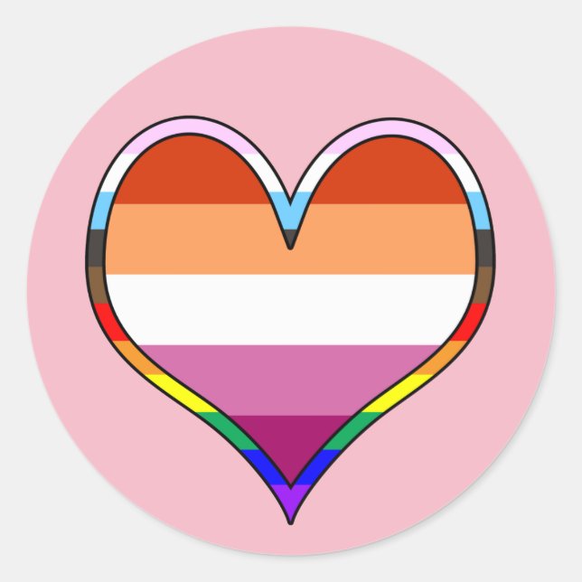 Lesbian Pride Heart Classic Round Sticker (Front)