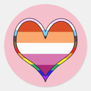 Lesbian Pride Heart Classic Round Sticker