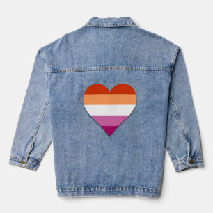 Lesbian pride heart denim jacket