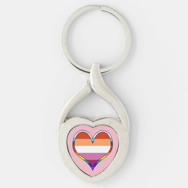 Lesbian Pride Heart Key Ring (Front)
