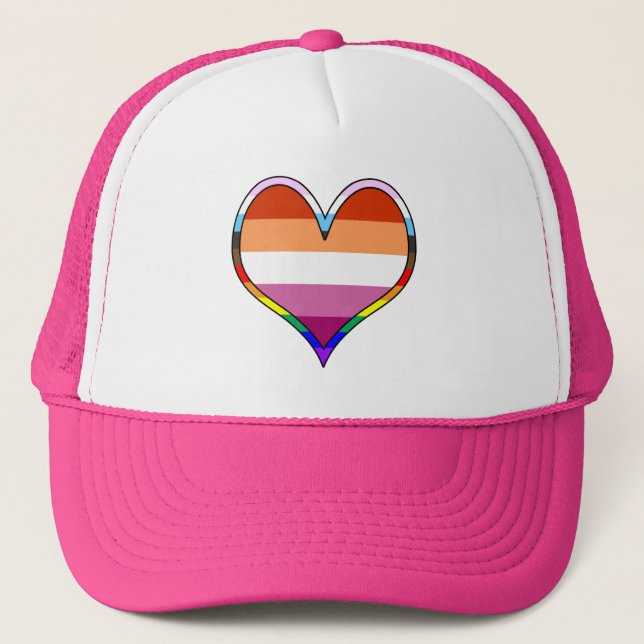 Lesbian Pride Heart Trucker Hat (Front)