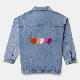 Lesbian pride hearts denim jacket