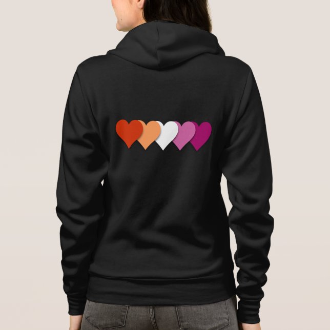 Lesbian pride hearts  hoodie (Back)