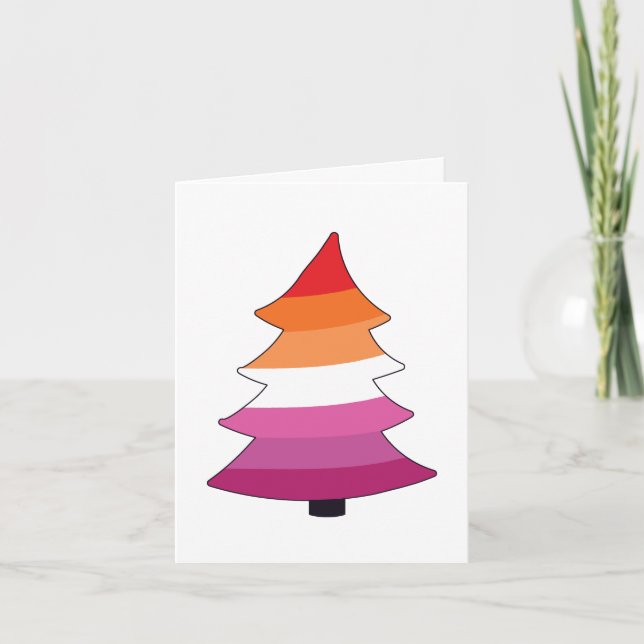 Lesbian Pride Holigay Tree Holiday Card (Front)
