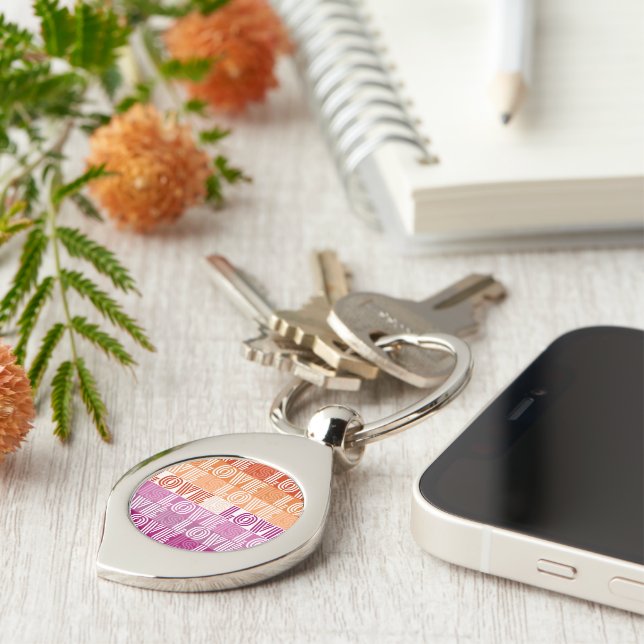 Lesbian Pride Love is Love is Love Key Ring (Side)