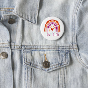 Lesbian Pride Love Wins LGBT Rainbow Button