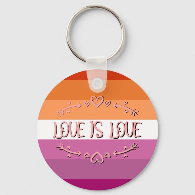 Lesbian Pride Month Love is Love Keychain (Front)
