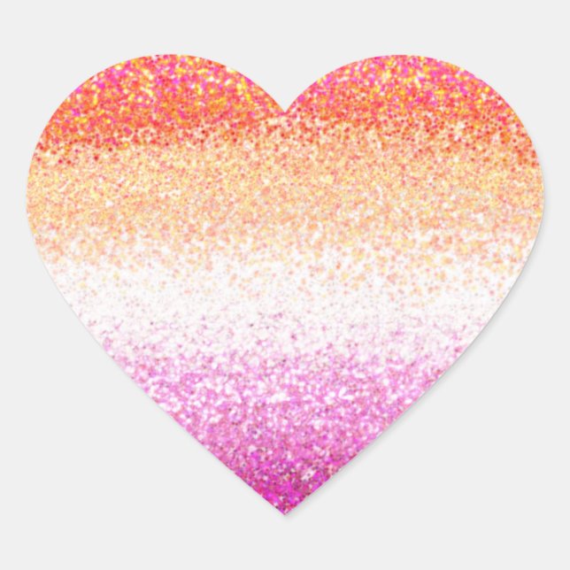 Lesbian Pride Pink Glitter Gradient Sparkle  Heart Sticker (Front)