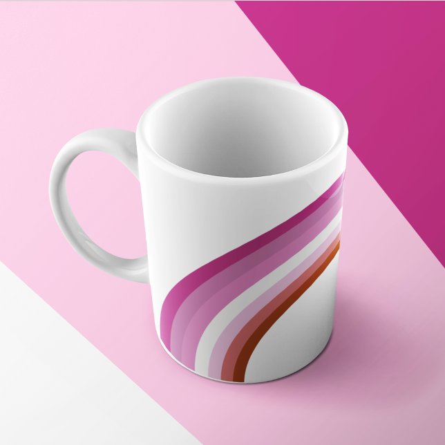 Lesbian Pride Pink Rainbow Flag Monogram Coffee Mug (Creator Uploaded)