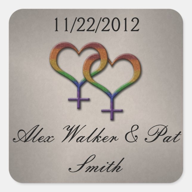 Lesbian Pride Rainbow Female Gender Symbols Square Sticker (Front)