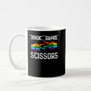 Lesbian Pride Rock Paper Scissors Funny LGBTQ Rain Coffee Mug