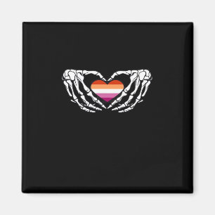 Lesbian Pride Skeleton Halloween Wlw Goth Heart Cl Magnet