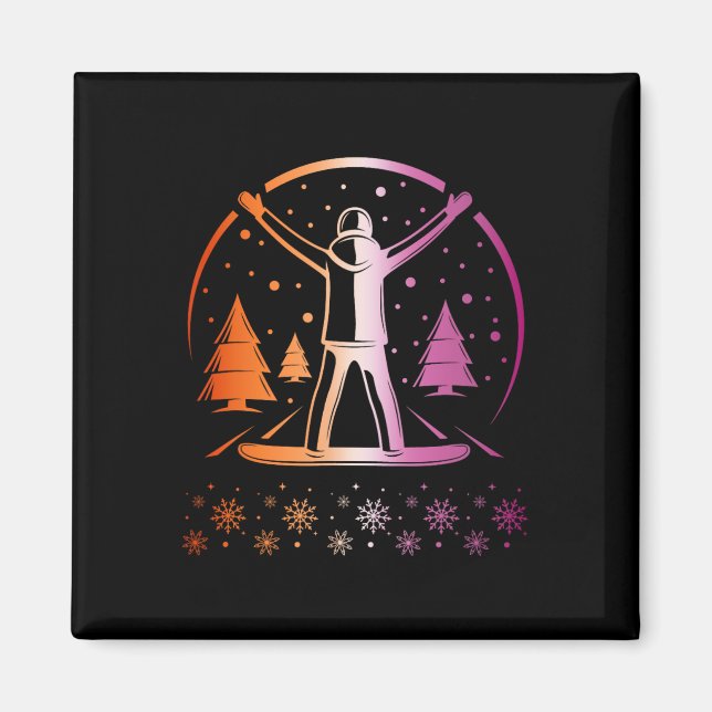 Lesbian Pride Subtle Lgbtq Snowboarding Winter Out Magnet (Front)