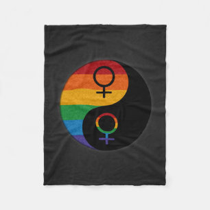 Lesbian Pride Yin and Yang Fleece Blanket